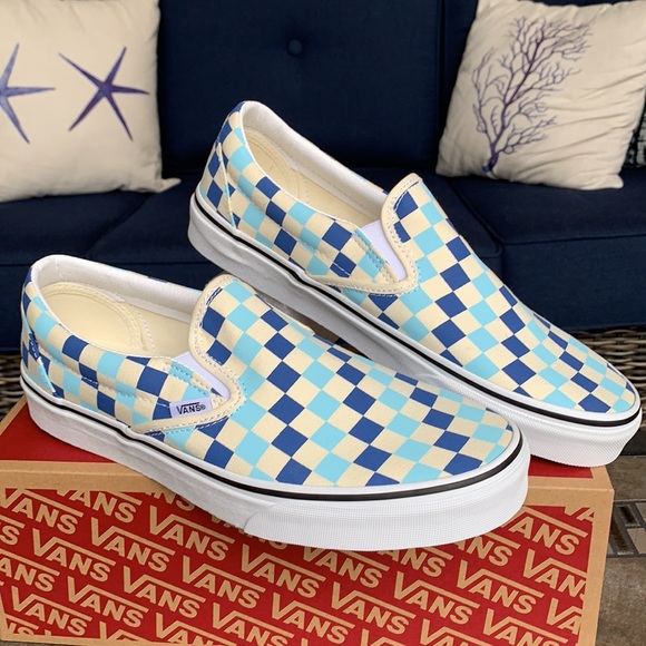 VANS CLASSIC SLIP ON CHECKERBOARD BLUE TOPAZ WMNS - Picture 8 of 16